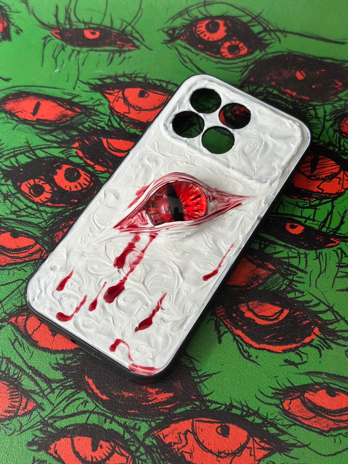 Glow‑in‑the‑Dark 3D Cthulhu Demon Eyes decoden Phone case