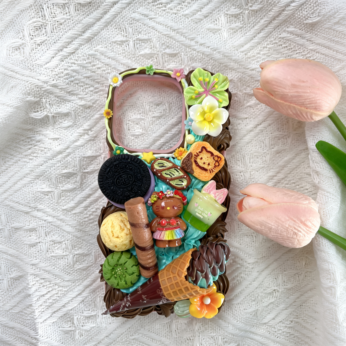 Brown Hello Kitty Decoden Phone case