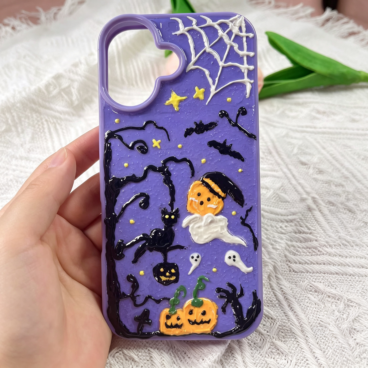 Halloween  hand‑painted purple decoden Phone case