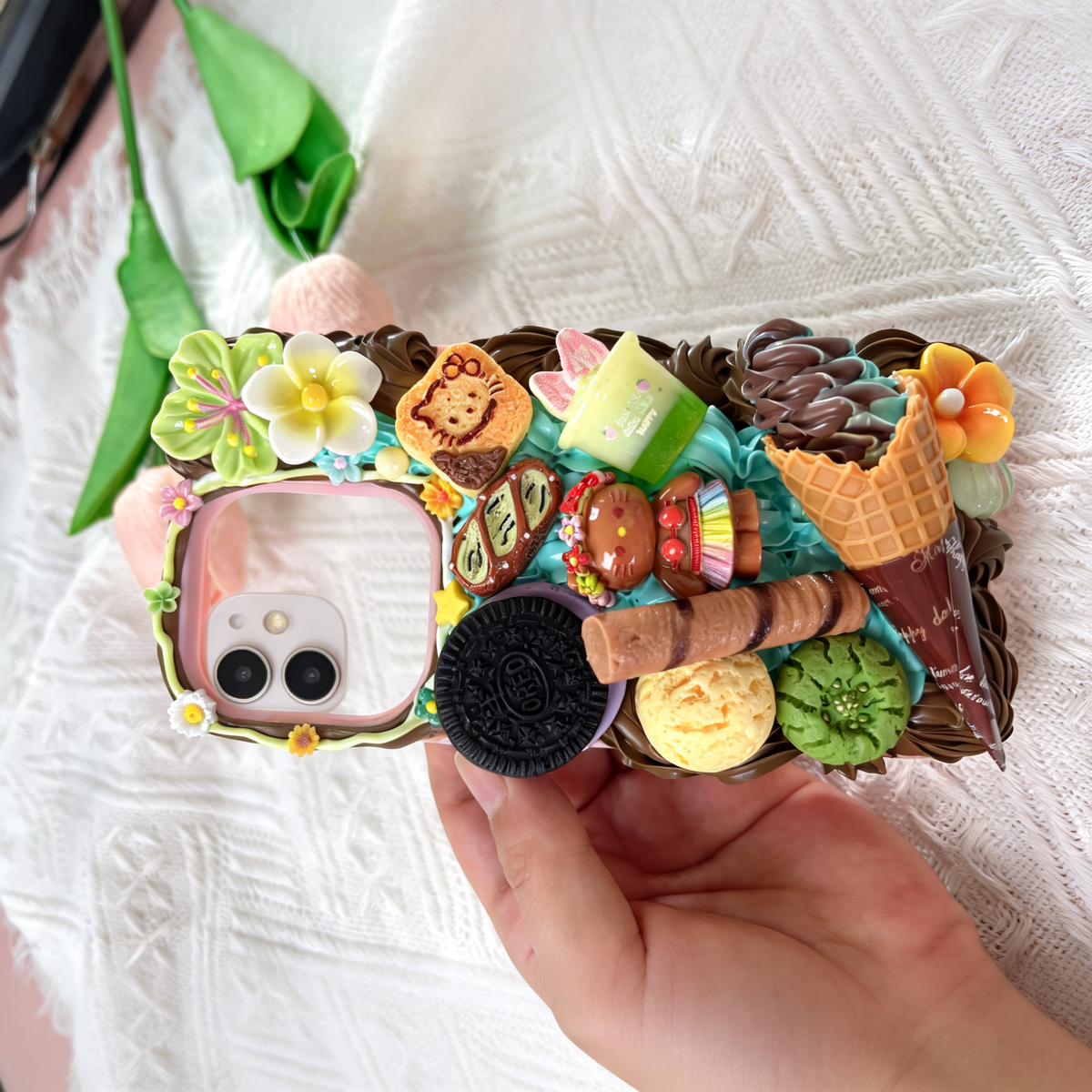 Brown Hello Kitty Decoden Phone case