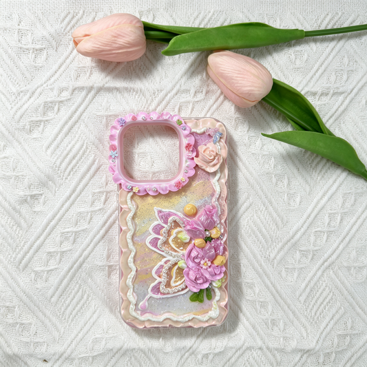 Pink Butterfly Floral Decoden Phone Case