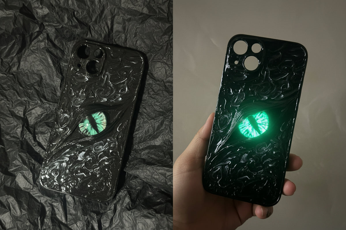 Glow‑in‑the‑Dark 3D Cthulhu Demon Eyes decoden Phone case