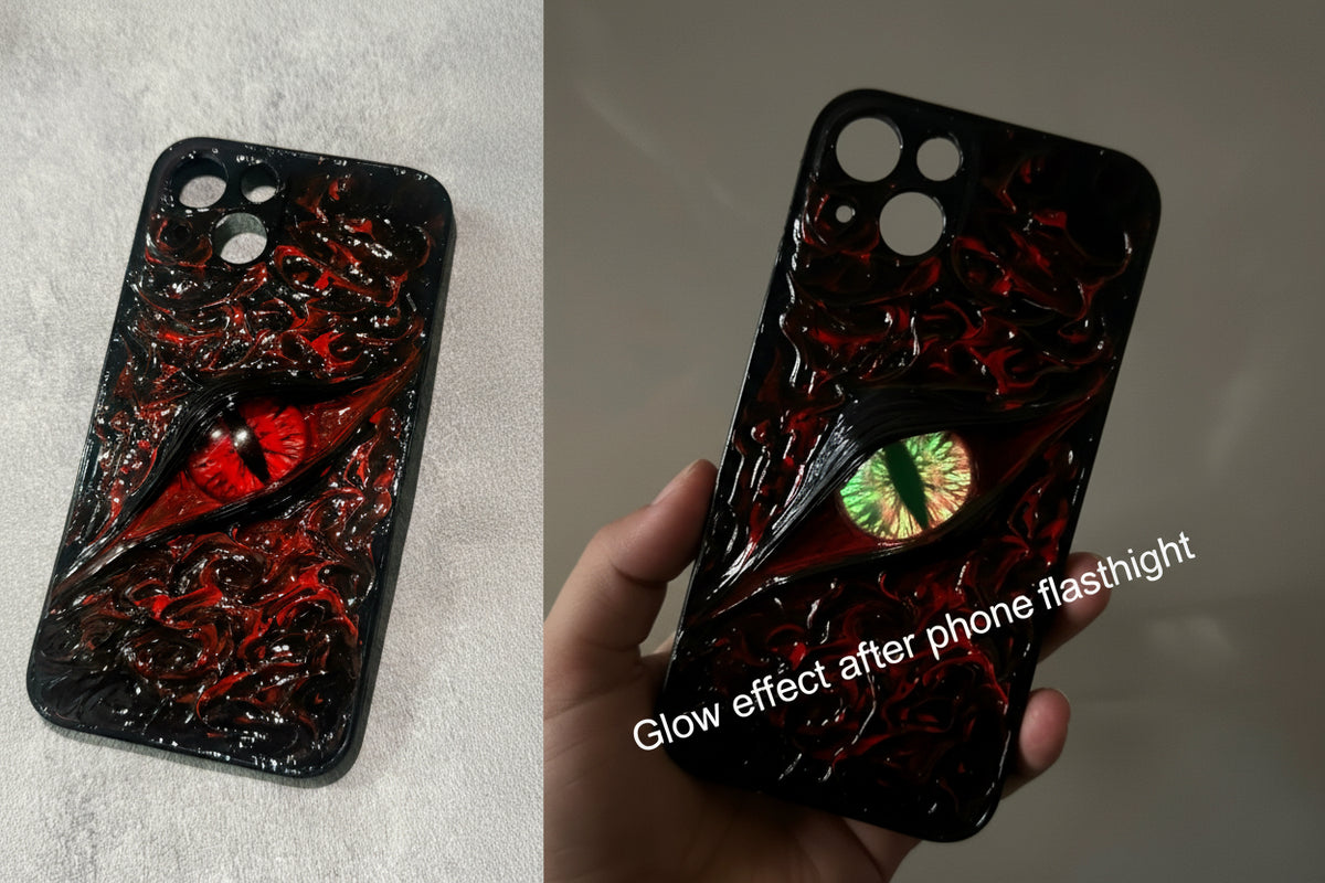 Glow‑in‑the‑Dark 3D Cthulhu Demon Eyes decoden Phone case